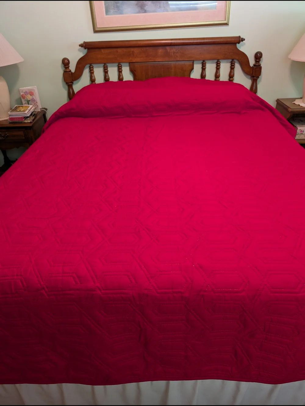 Classic Solid Red Quilt Coverlet - Home Bedding NWOT